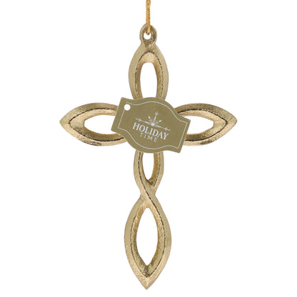 Handcrafted Holiday Time cross ornament in gold