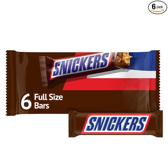 Snickers full size milk chocolate candy bars 6 count bag