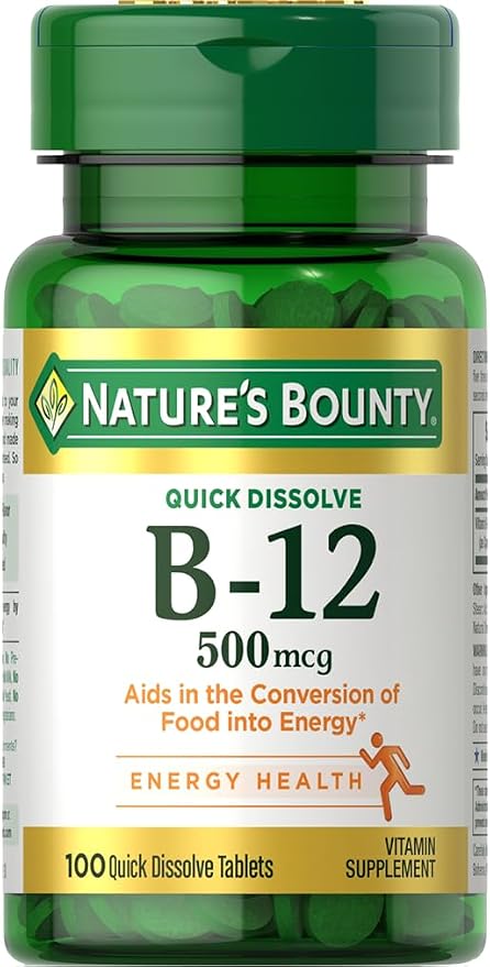 Nature's Bounty Vitamin B12 500mcg quick dissolve tablets bottle