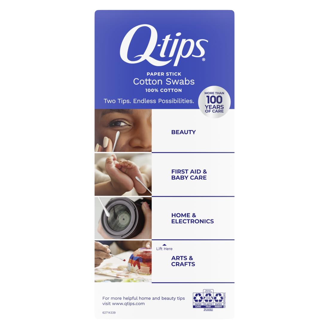 Q-tips cotton swabs package front view