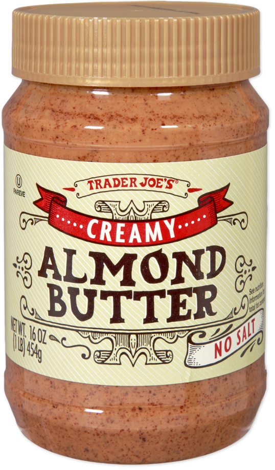 Trader Joe's creamy no salt almond butter jar