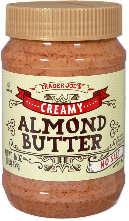 Trader Joe's creamy no salt almond butter jar
