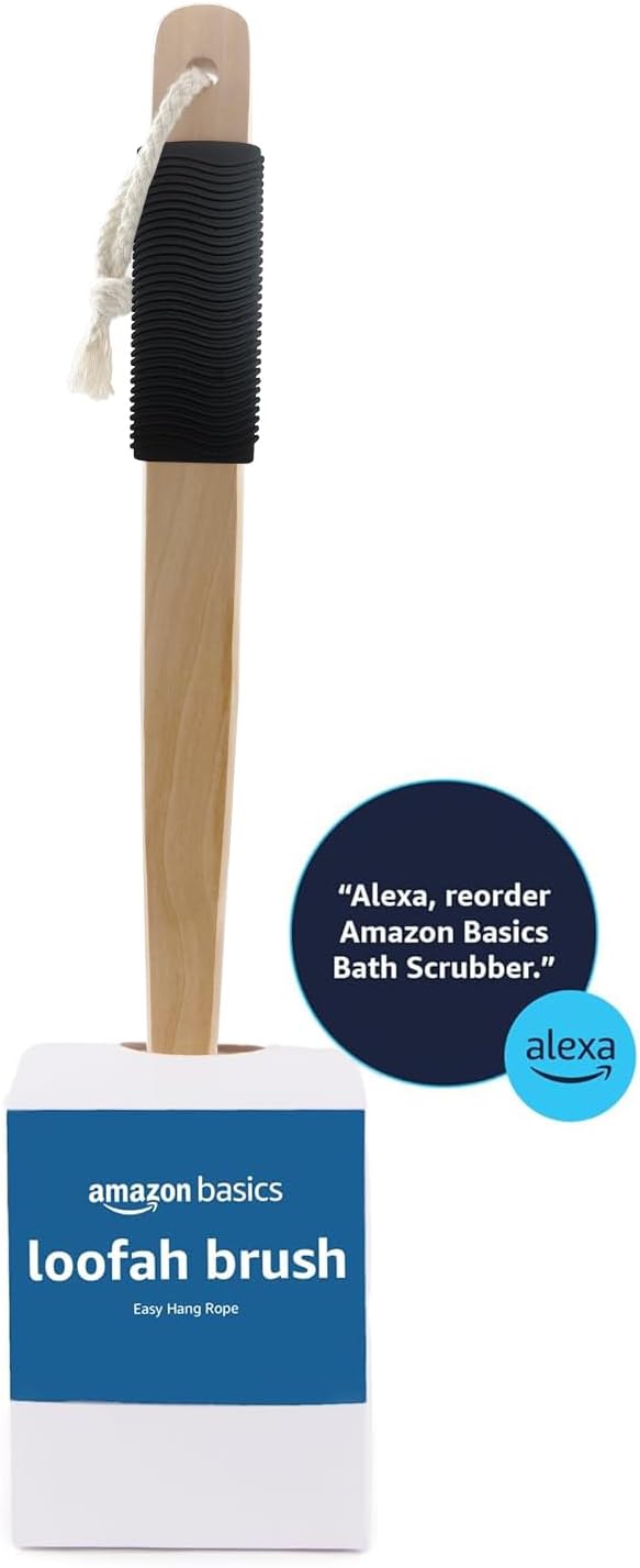 Amazon Basics bath sponge and loofah brush