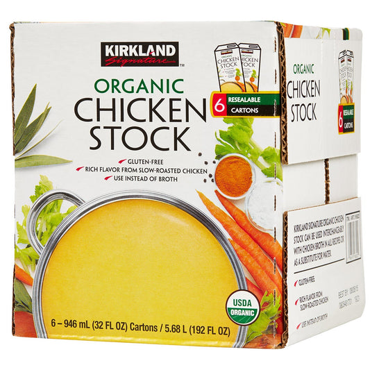 Kirkland Signature organic chicken stock 6-pack