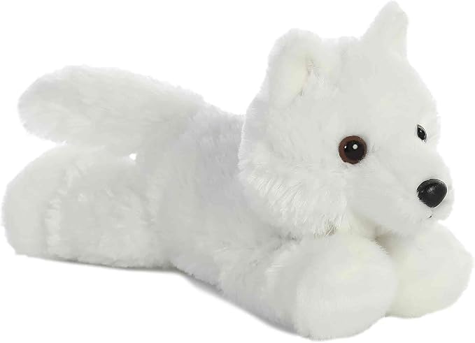 Aurora Mini Flopsie white wolf stuffed animal 9 inch