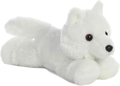 Aurora Mini Flopsie white wolf stuffed animal 9 inch
