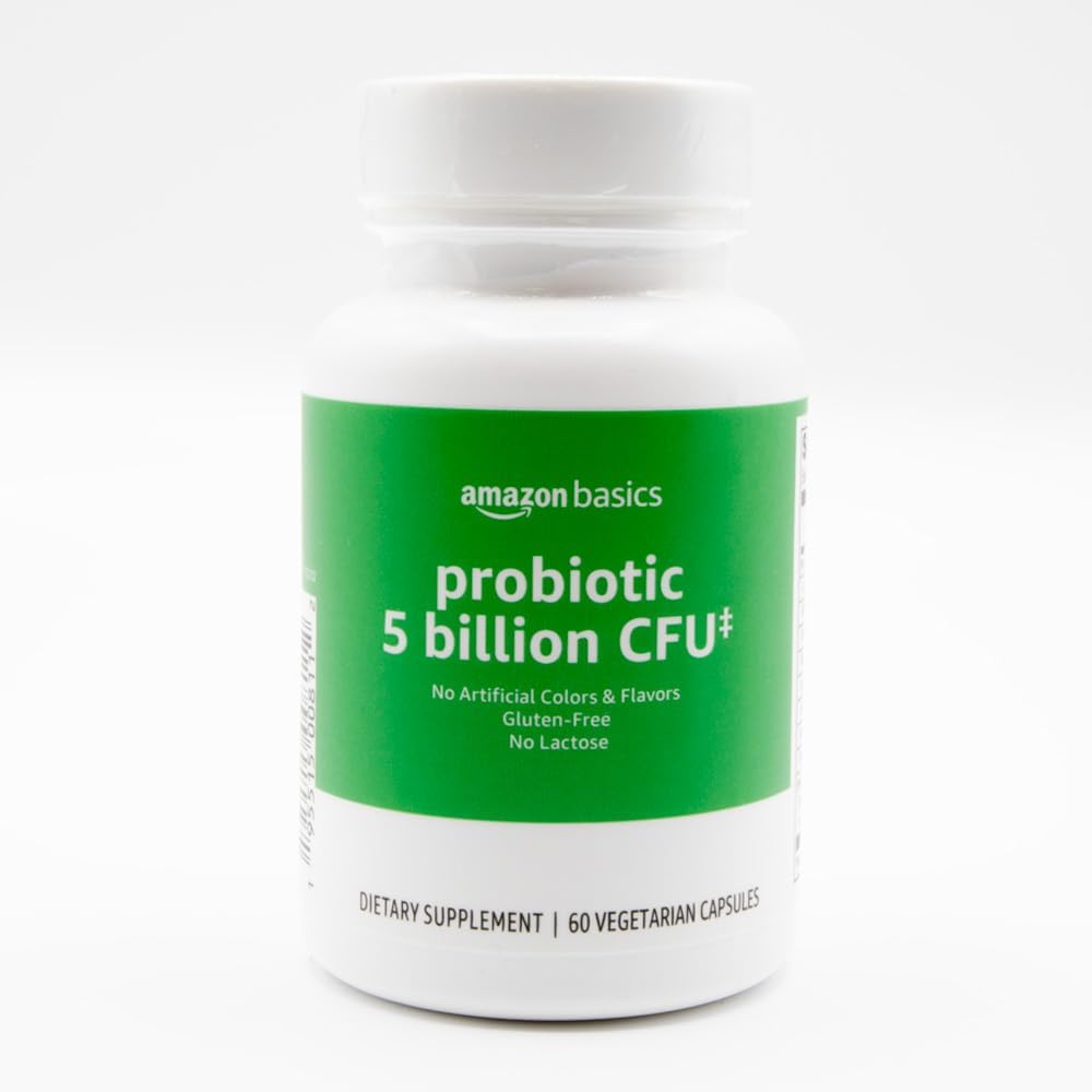 Amazon Basics probiotic supplement 60 count bottle