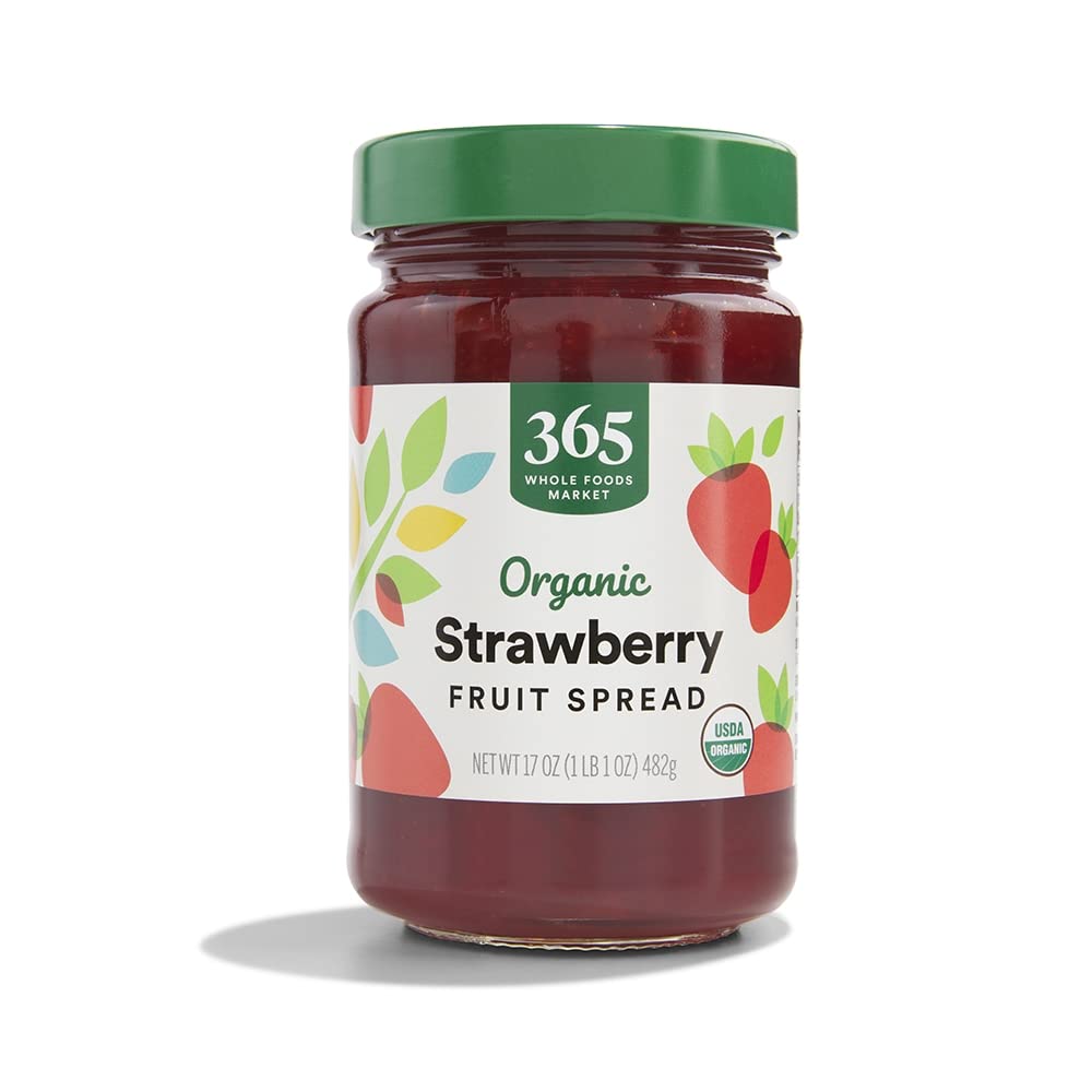 Organic strawberry fruit spread 17 ounce red jar