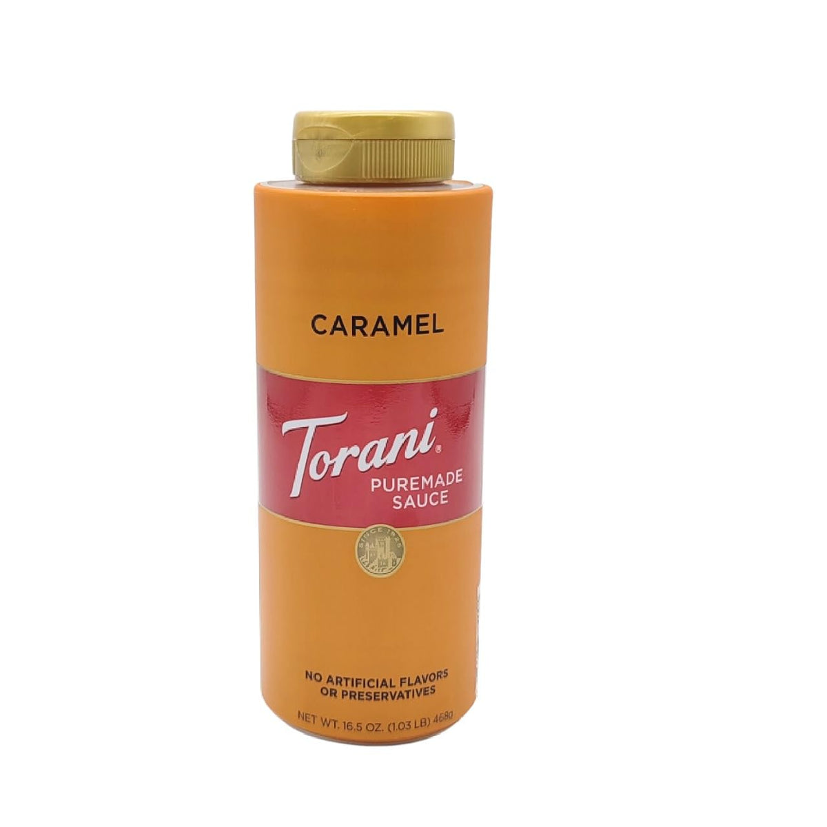 Four pack of Torani Puremade caramel drink sauce