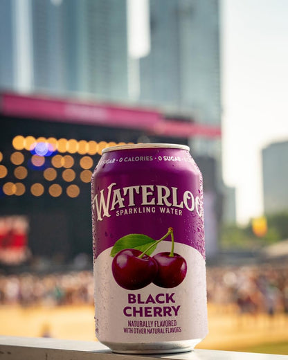 Waterloo purified sparkling water black cherry cans