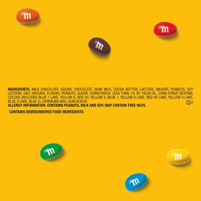 M&M'S Peanut Milk Chocolate Candy party snack bag
