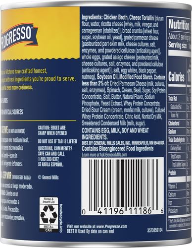 Progresso 18.5 oz three cheese tortellini and spinach soup