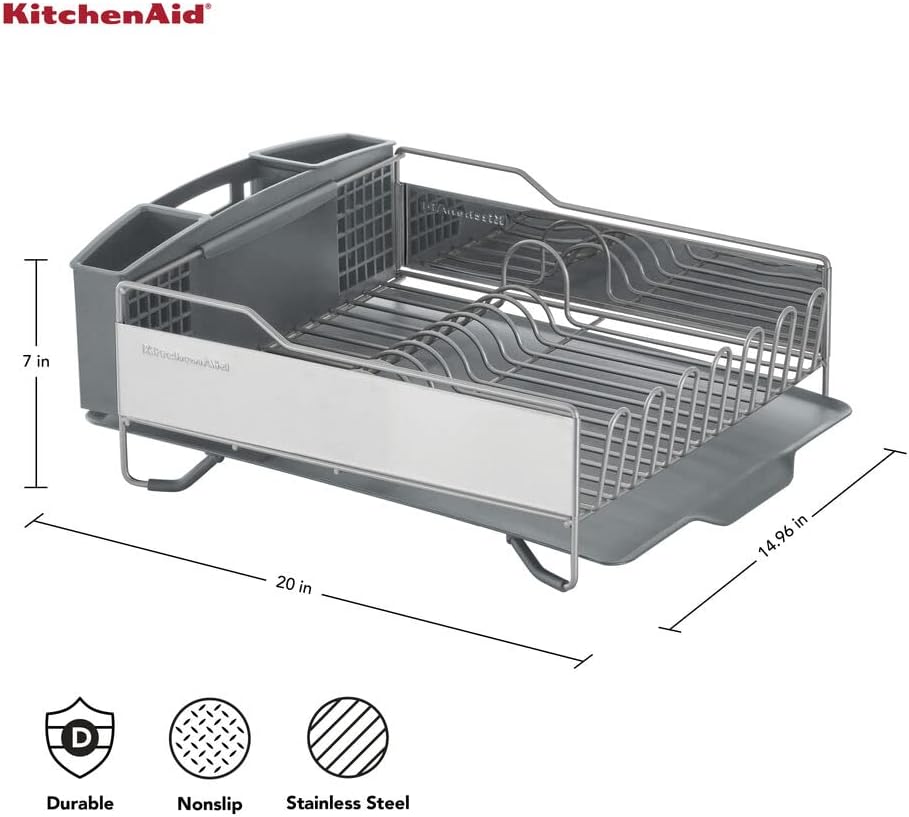 Dish rack with removable flatware caddy