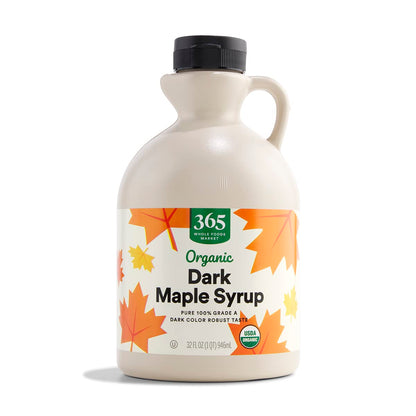 Organic Grade A dark maple syrup 32 fl oz bottle