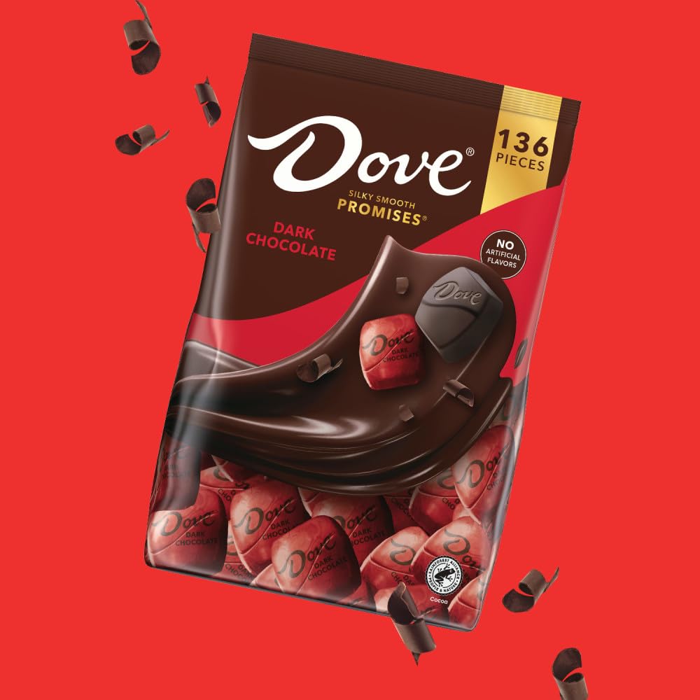 DOVE PROMISES dark chocolate candy pieces with messages