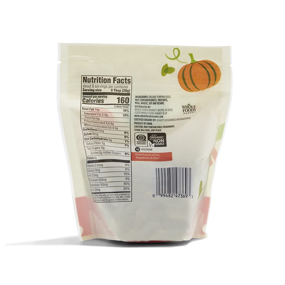 8 ounce bag of organic pumpkin seeds for baking