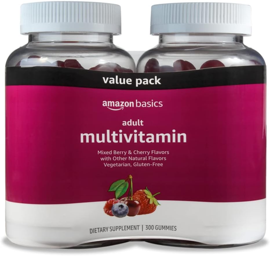 Mixed berry and cherry adult multivitamin gummies
