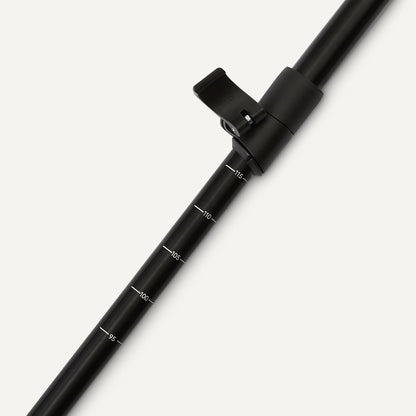 Black aluminum hiking poles with EVA grips
