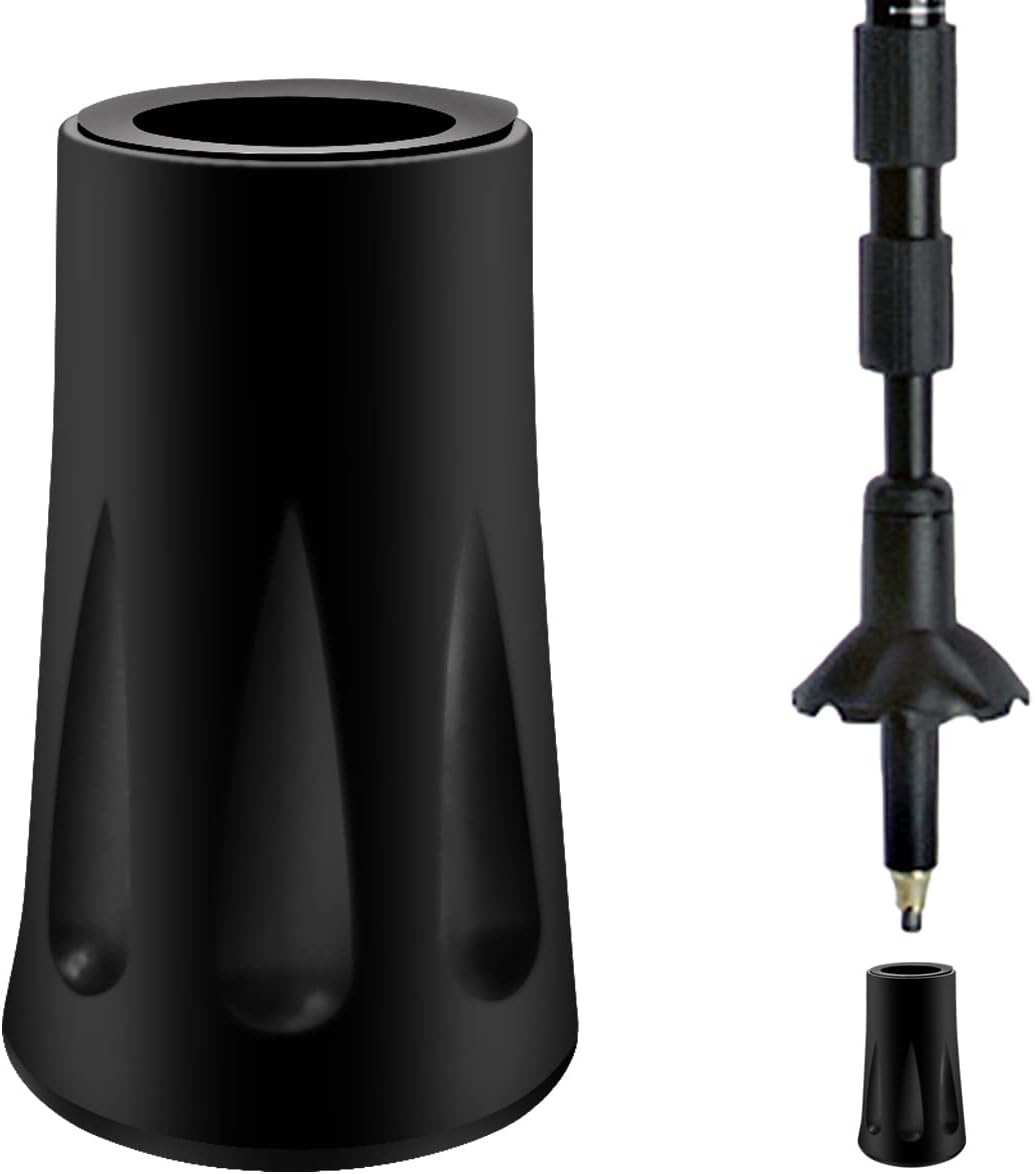 Rubber hiking pole tips with embedded metal washers