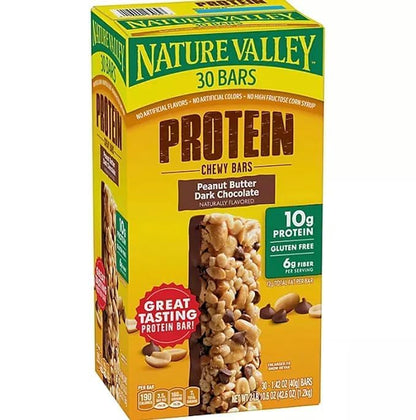 Nature Valley Gluten-Free Protein Bars, Peanut Butter Dark Chocolate, 30-Pack, Compatible with Nature Valley