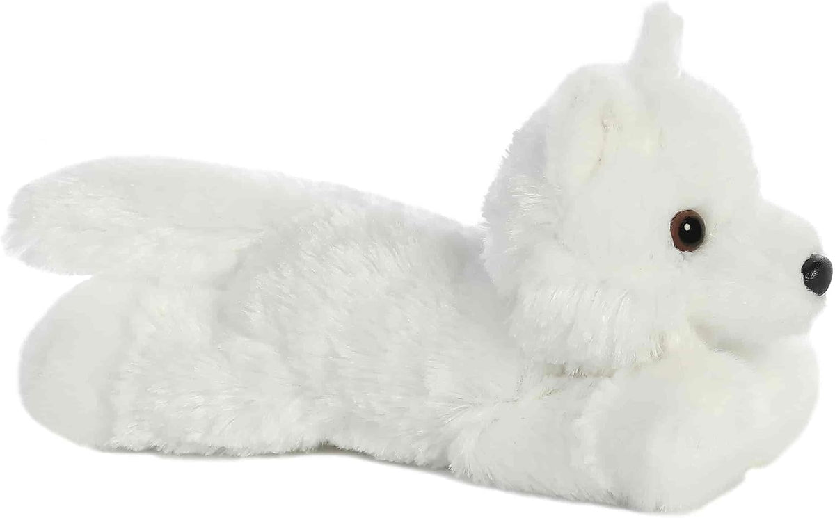 Mini Flopsie white wolf plush side view