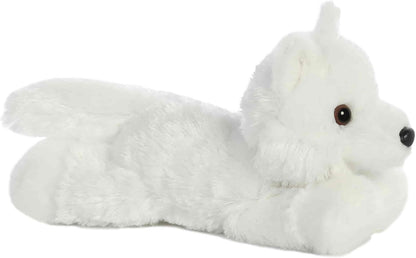 Mini Flopsie white wolf plush side view