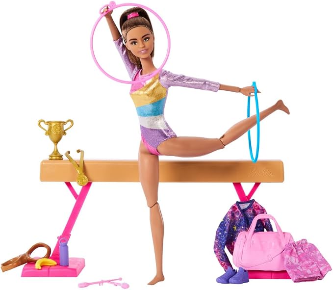 Barbie doll playset with flipping feature and trophy