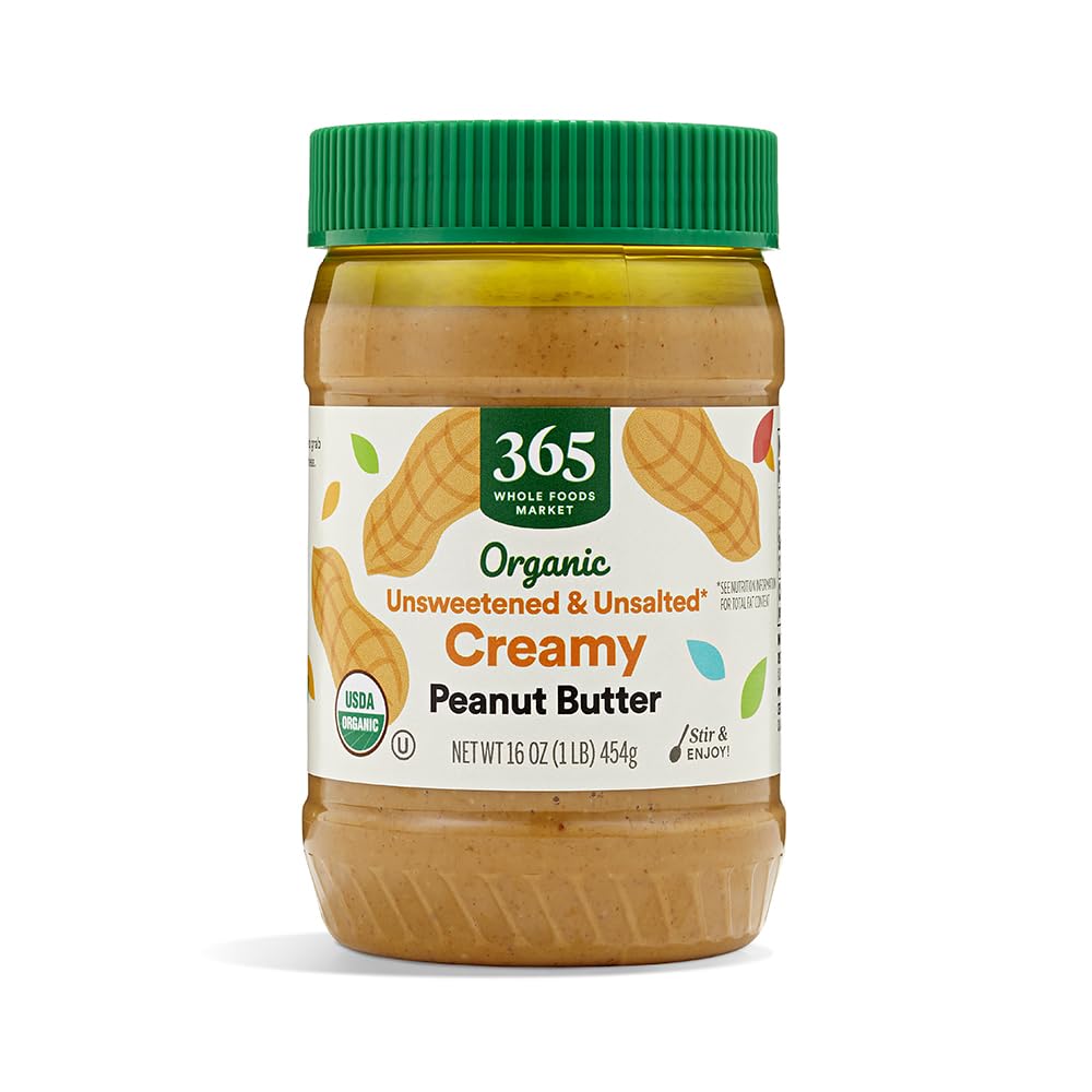 Unsweetened unsalted organic peanut butter 16 ounce