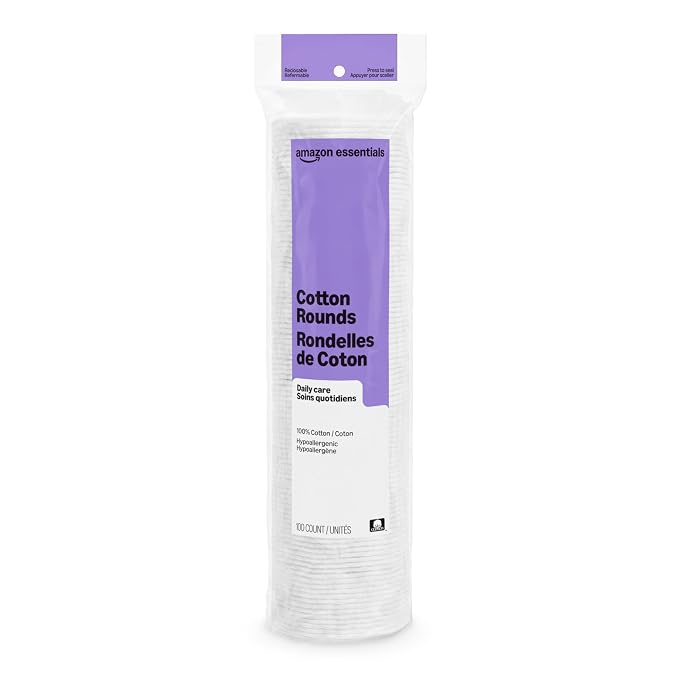 Amazon Essentials 100% cotton rounds 100 count pack