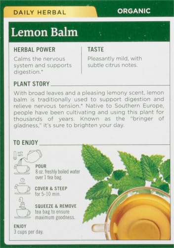 Compostable caffeine-free lemon balm tea bags