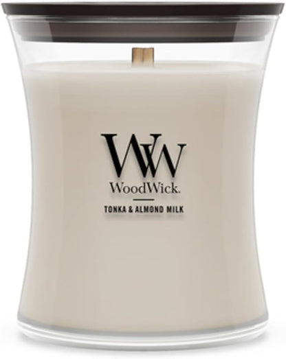 WoodWick Tonka and Almond Milk scented candle 9.7oz