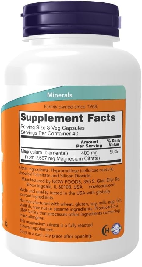Magnesium citrate veg caps for enzyme function support