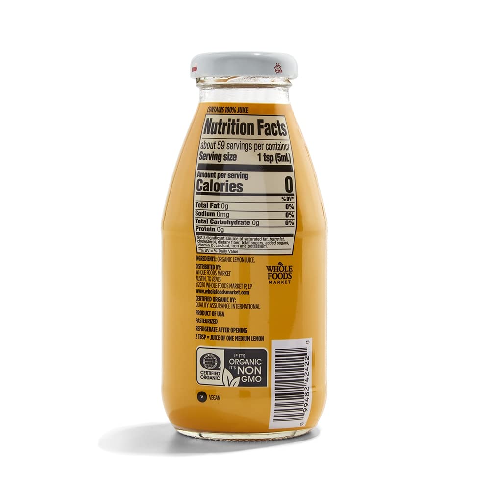 Organic lemon juice not from concentrate, 10 fl oz