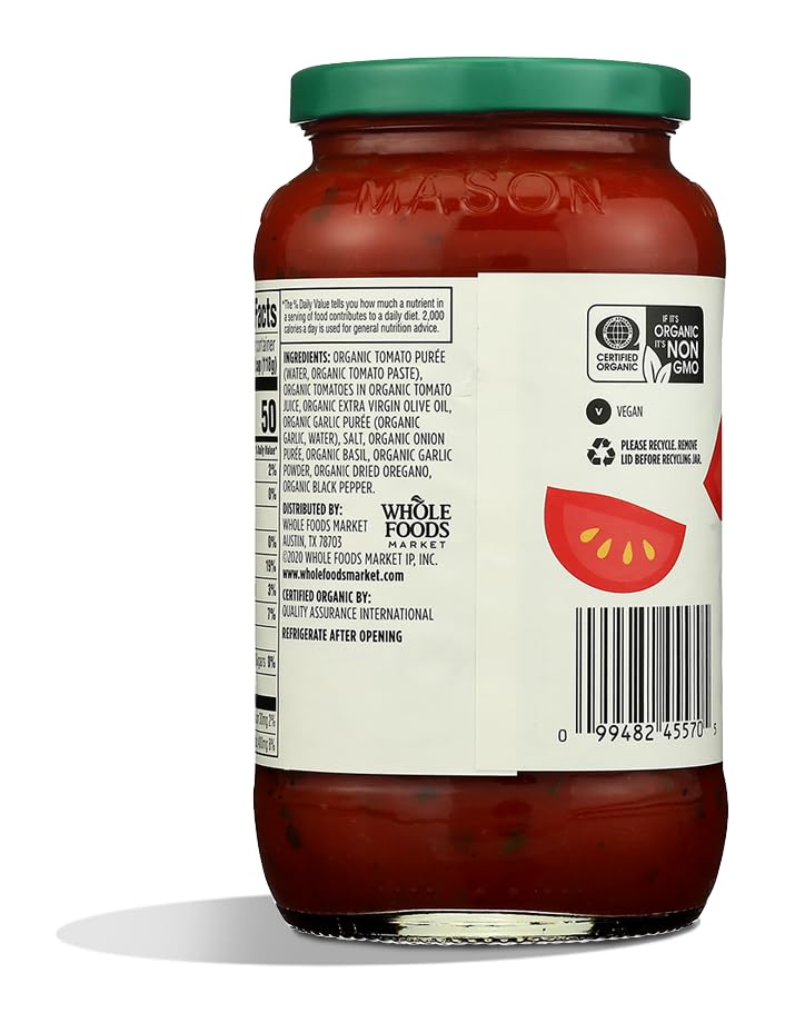 25 ounce organic marinara sauce for pasta meals