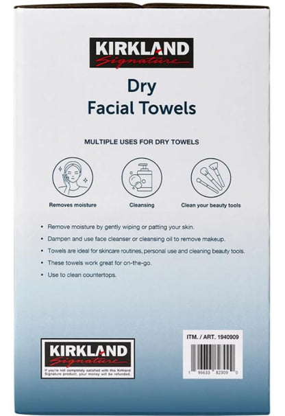 Kirkland Signature Daily Dry Facial Towels, 200-Count – Extra Soft Disposable Face Towels for Cleansing, Makeup Removal & Skincare – Gentle, Hygienic, Lint-Free