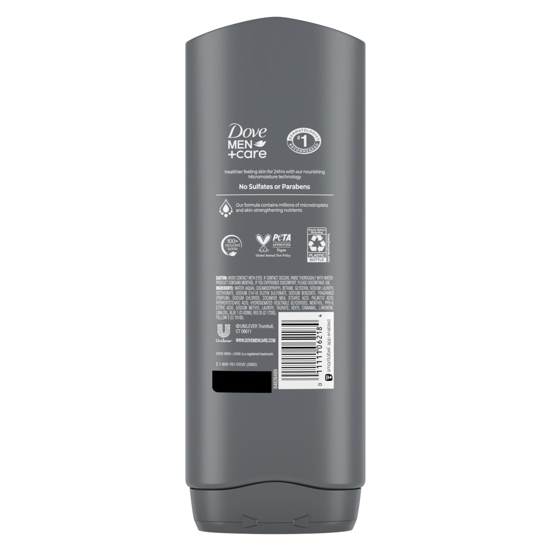 DOVE MEN + CARE paraben-free body wash bottle
