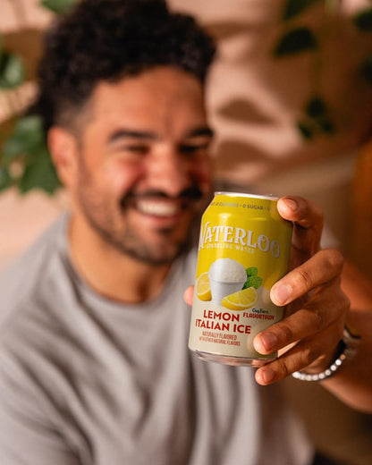 Waterloo naturally flavored lemon sparkling water 12 fl oz cans