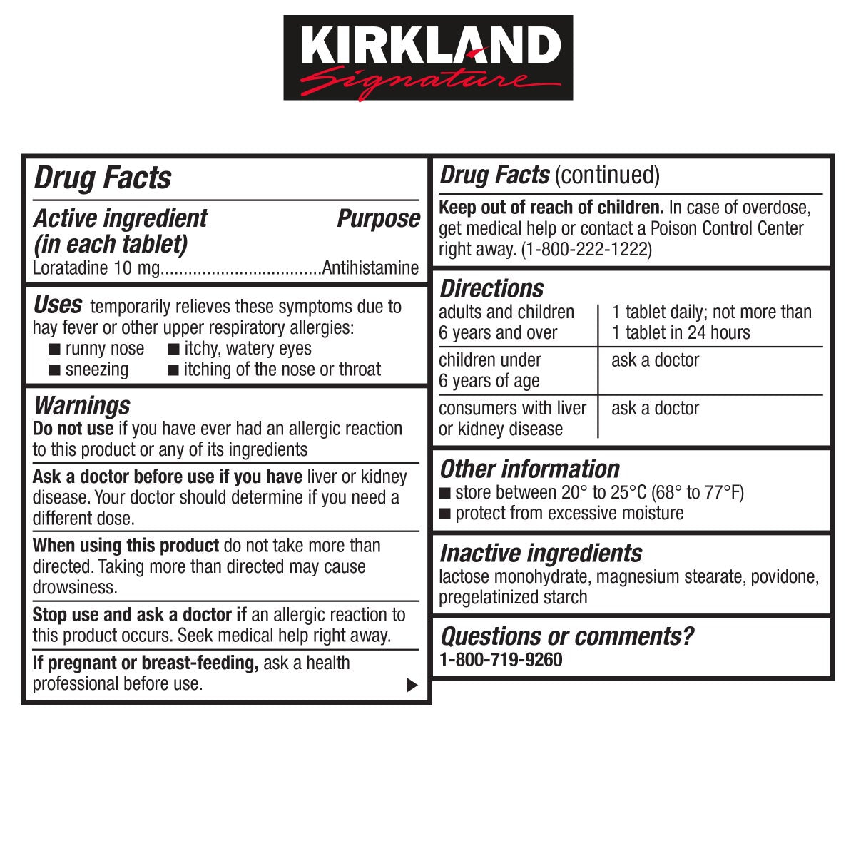 Kirkland Signature AllerClear allergy relief packaging