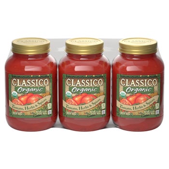 Three-pack Classico pasta sauce jars