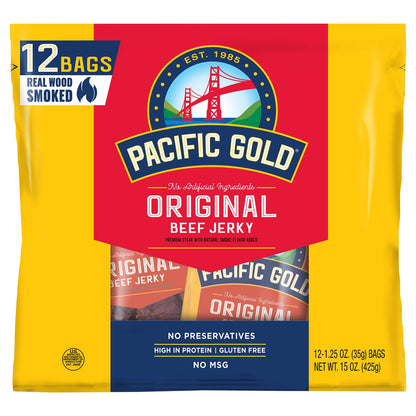 Pacific Gold Original Beef Jerky 12-count snack packs