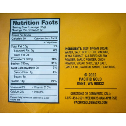 Original Pacific Gold jerky gluten free protein snack