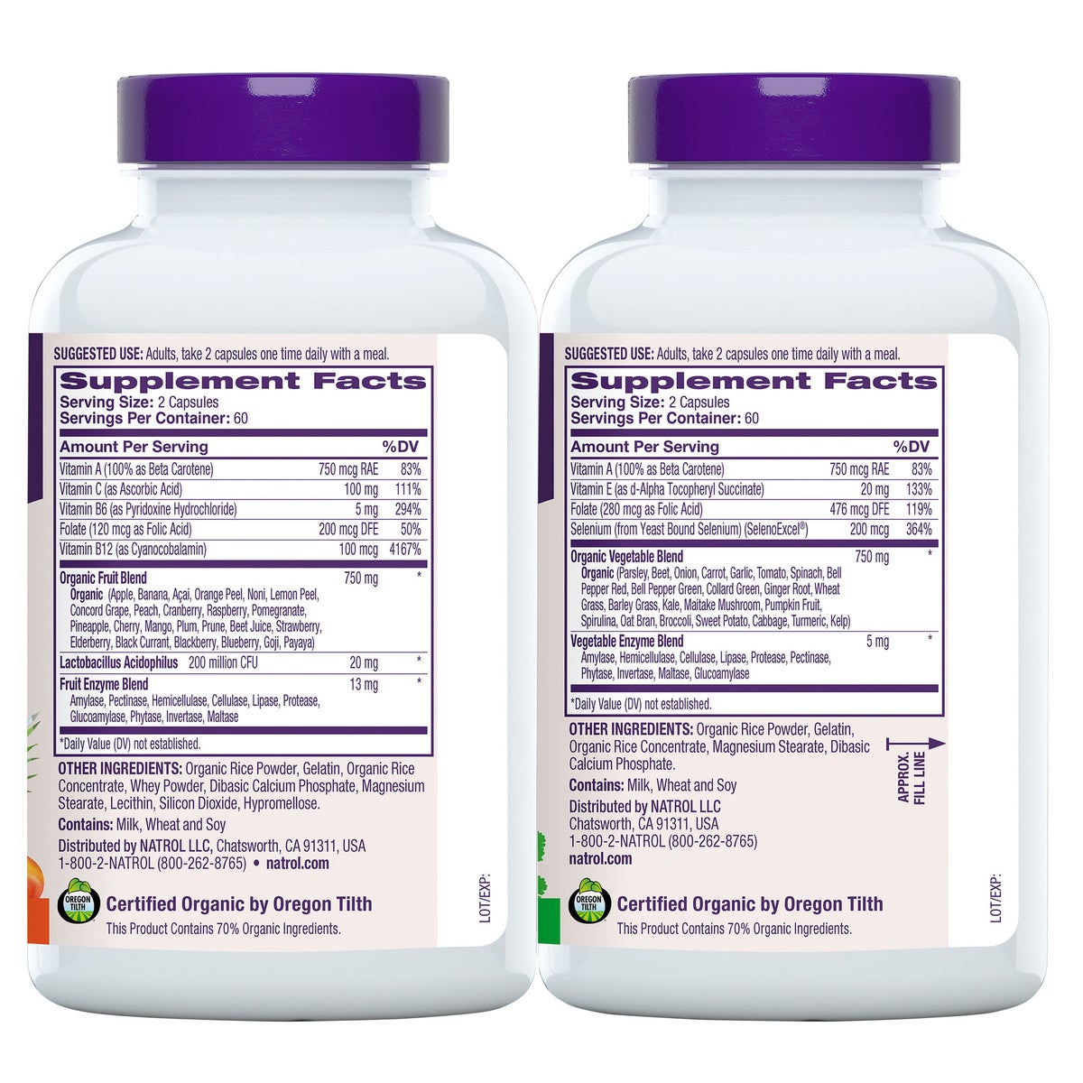 Natrol FruitFestiv and VeggieFestiv capsule supplement