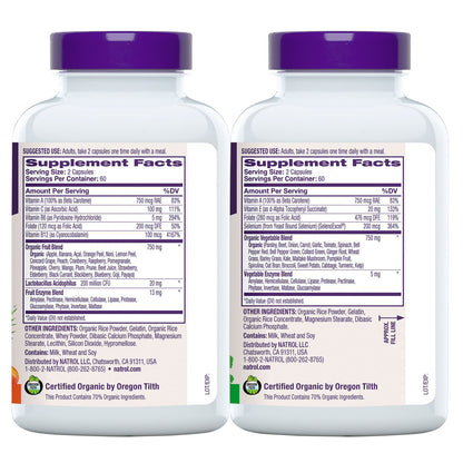 Natrol FruitFestiv and VeggieFestiv capsule supplement
