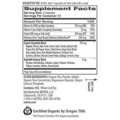 Natrol organic fruit and vegetable daily capsules