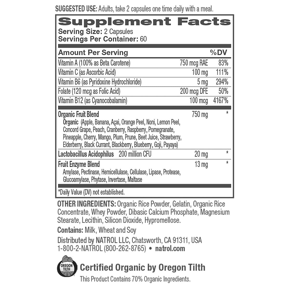 Natrol JuiceFestiv dietary supplement bottle packaging