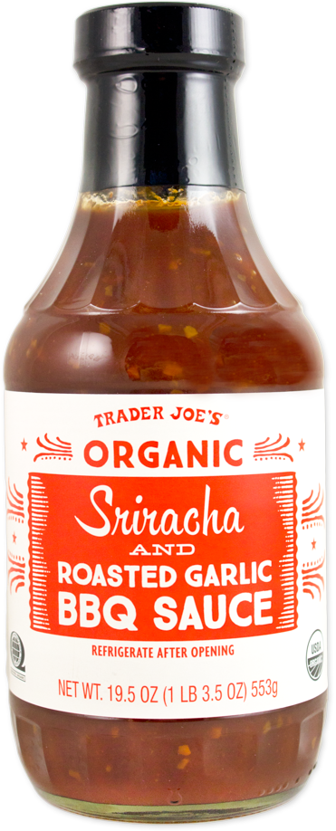 Trader Joe's organic sriracha and roasted garlic BBQ sauce