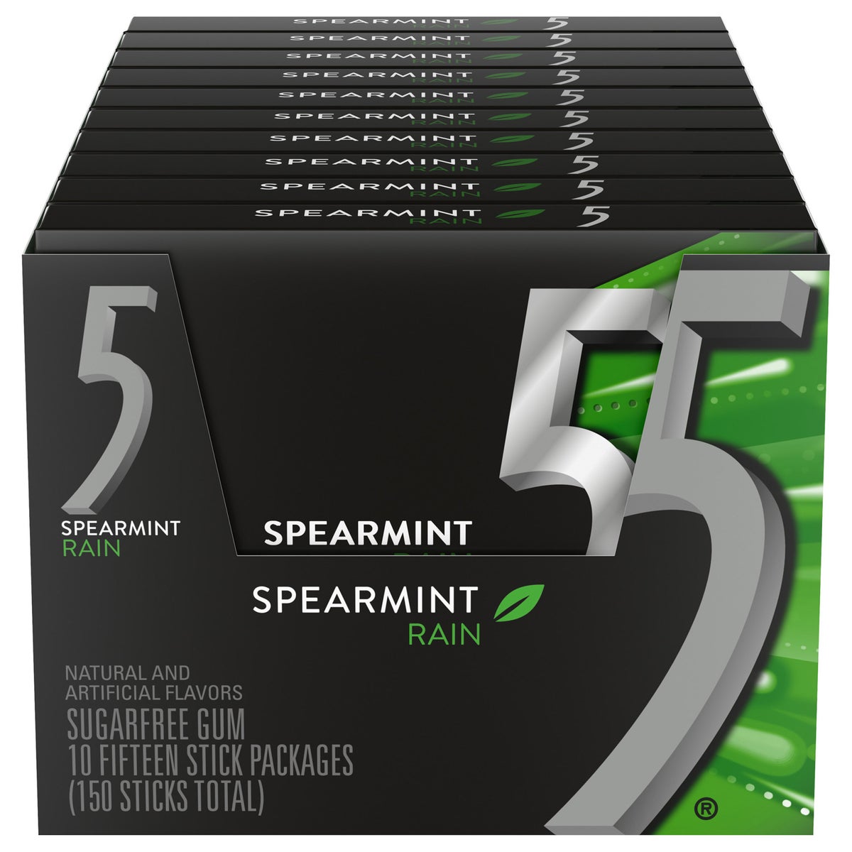 Wrigley's 5 Gum Spearmint Rain sugar free gum 10-count