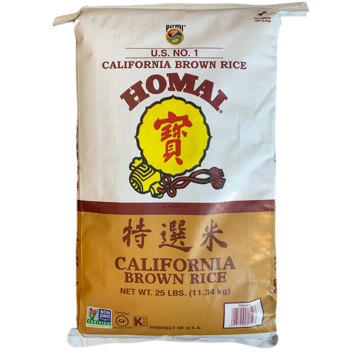 Homai California brown rice 25 lb bag