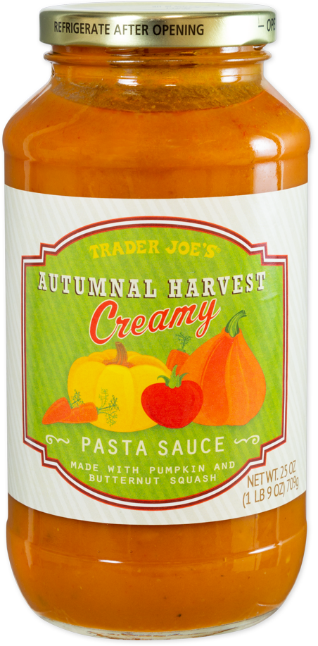 Trader Joe's Autumnal Harvest Creamy Pasta Sauce jar