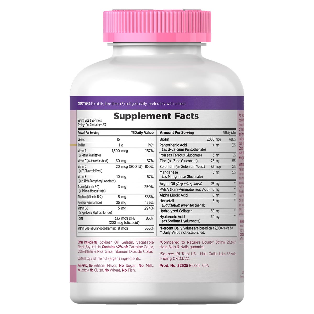 Nature's Bounty 250-count biotin softgels package